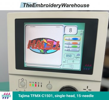 Tajima TFMX-C1501 , single-head, 15-needle, commercial embroidery machine