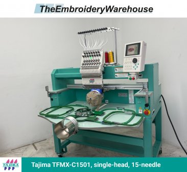 Tajima TFMX-C1501 , single-head, 15-needle, commercial embroidery machine