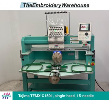 Tajima TFMX-C1501 , single-head, 15-needle, commercial embroidery machine
