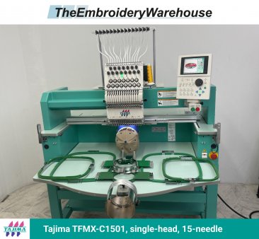 Tajima TFMX-C1501 , single-head, 15-needle, commercial embroidery machine