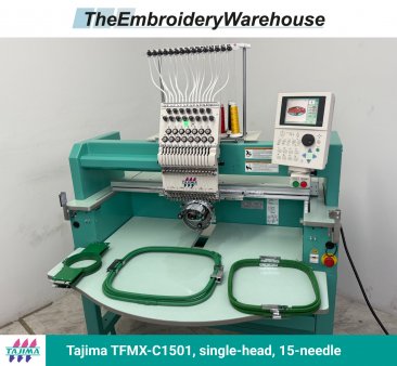 Tajima TFMX-C1501 , single-head, 15-needle, commercial embroidery machine