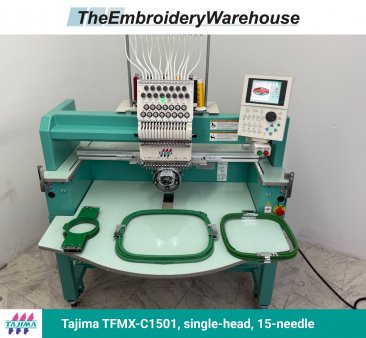Tajima TFMX-C1501 , single-head, 15-needle, commercial embroidery machine
