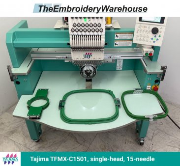 Tajima TFMX-C1501 , single-head, 15-needle, commercial embroidery machine