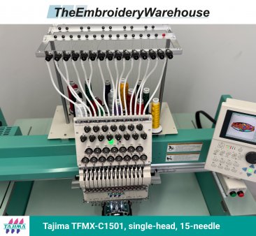 Tajima TFMX-C1501 , single-head, 15-needle, commercial embroidery machine