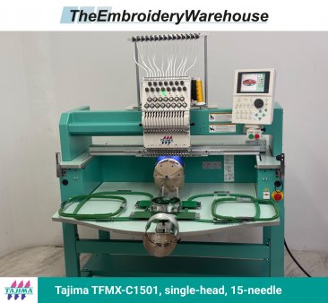Tajima TFMX-C1501 , single-head, 15-needle, commercial embroidery machine