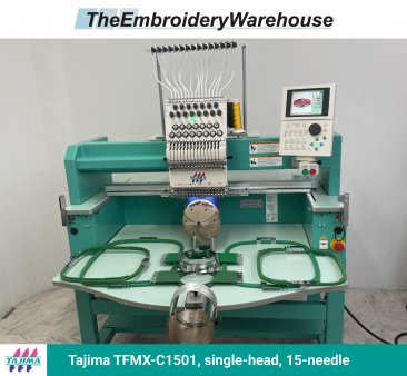Tajima TFMX-C1501 , single-head, 15-needle, commercial embroidery machine