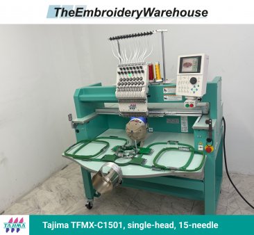 Tajima TFMX-C1501 , single-head, 15-needle, commercial embroidery machine