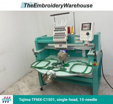 Tajima TFMX-C1501 , single-head, 15-needle, commercial embroidery machine