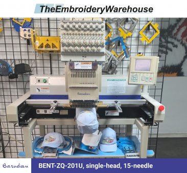 Barudan BENT-ZQ-201U, single-head, 15-needle, commercial embroidery machine