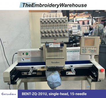 Barudan BENT-ZQ-201U, single-head, 15-needle, commercial embroidery machine
