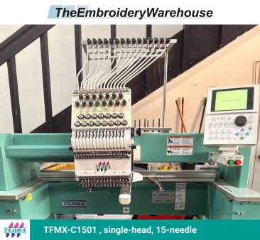 Tajima TFMX-C1501 , single-head, 15-needle, commercial embroidery machine