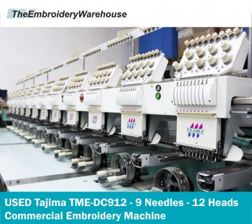 USED Tajima TME-DC912 - 9 Needles - 12 Heads - Commercial Embroidery Machine