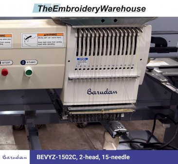 Barudan BEVYZ-1502C, 2-head, 15-needle, commercial embroidery machine