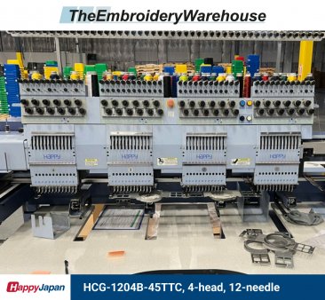 Happy HCG-1204B-45TTC, 4-head, 12-needle, commercial embroidery machine