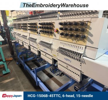 Happy HCG-1506B-45TTC, 6-head, 15-needle, commercial embroidery machine