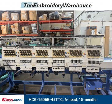 Happy HCG-1506B-45TTC, 6-head, 15-needle, commercial embroidery machine