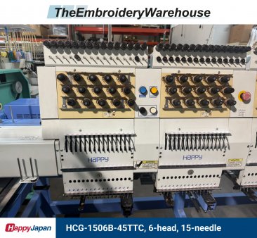 Happy HCG-1506B-45TTC, 6-head, 15-needle, commercial embroidery machine