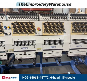 Happy HCG-1506B-45TTC, 6-head, 15-needle, commercial embroidery machine