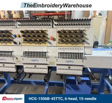 Happy HCG-1506B-45TTC, 6-head, 15-needle, commercial embroidery machine