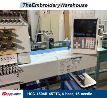 Happy HCG-1506B-45TTC, 6-head, 15-needle, commercial embroidery machine