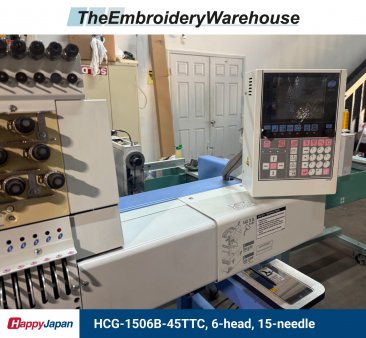 Happy HCG-1506B-45TTC, 6-head, 15-needle, commercial embroidery machine