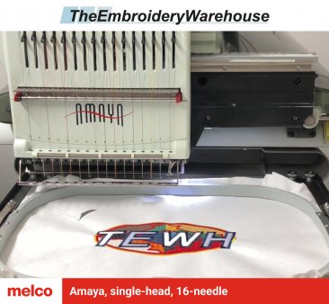 Melco Amaya, single-head, 16-needle, commercial embroidery machine