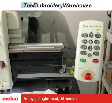 Melco Amaya, single-head, 16-needle, commercial embroidery machine