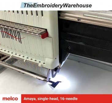 Melco Amaya, single-head, 16-needle, commercial embroidery machine