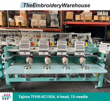 Tajima TFHX-IIC1504, 4-head, 15-needle, commercial embroidery machine