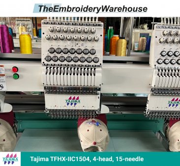Tajima TFHX-IIC1504, 4-head, 15-needle, commercial embroidery machine