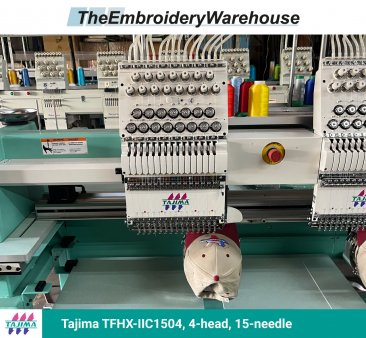 Tajima TFHX-IIC1504, 4-head, 15-needle, commercial embroidery machine