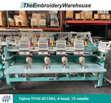 Tajima TFHX-IIC1504, 4-head, 15-needle, commercial embroidery machine