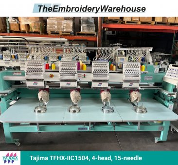Tajima TFHX-IIC1504, 4-head, 15-needle, commercial embroidery machine
