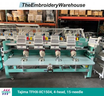 Tajima TFHX-IIC1504, 4-head, 15-needle, commercial embroidery machine