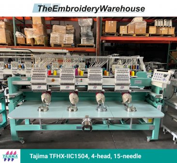 Tajima TFHX-IIC1504, 4-head, 15-needle, commercial embroidery machine