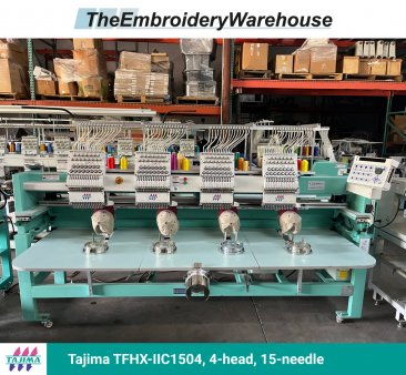 Tajima TFHX-IIC1504, 4-head, 15-needle, commercial embroidery machine