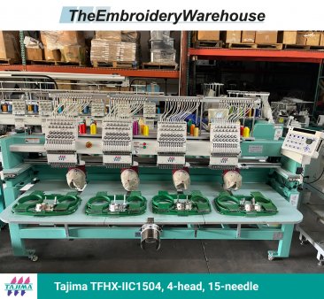 Tajima TFHX-IIC1504, 4-head, 15-needle, commercial embroidery machine