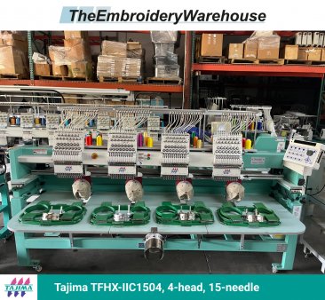Tajima TFHX-IIC1504, 4-head, 15-needle, commercial embroidery machine