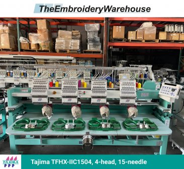 Tajima TFHX-IIC1504, 4-head, 15-needle, commercial embroidery machine
