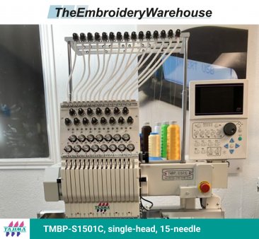 Tajima TMBP-S1501C, single-head, 15-needle, commercial embroidery machine