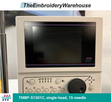 Tajima TMBP-S1501C, single-head, 15-needle, commercial embroidery machine