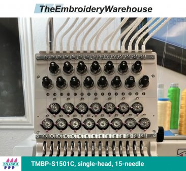 Tajima TMBP-S1501C, single-head, 15-needle, commercial embroidery machine