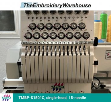 Tajima TMBP-S1501C, single-head, 15-needle, commercial embroidery machine