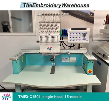 Tajima TMEX-C1501, single-head, 15-needle, commercial embroidery machine