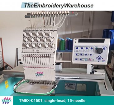 Tajima TMEX-C1501, single-head, 15-needle, commercial embroidery machine