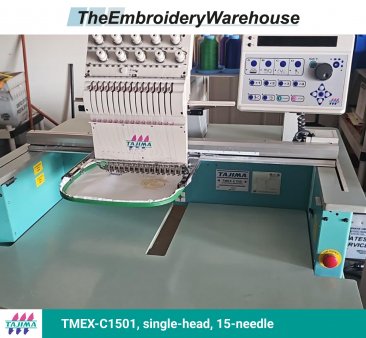 Tajima TMEX-C1501, single-head, 15-needle, commercial embroidery machine