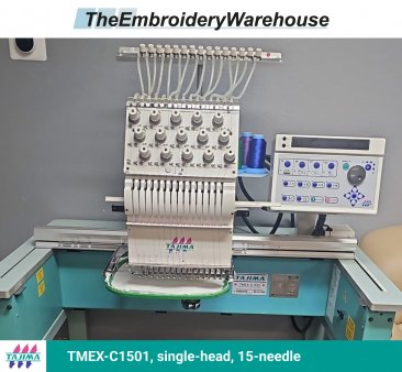 Tajima TMEX-C1501, single-head, 15-needle, commercial embroidery machine