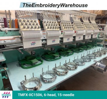 Tajima TMFX-IIC1506, 6-head, 15-needle, commercial embroidery machine
