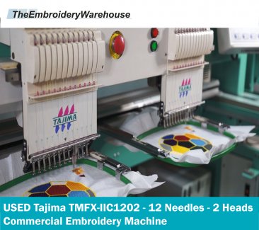 USED Tajima TMFX-IIC1202 - 2 Head - 12 Needles - Commercial Embroidery Machine