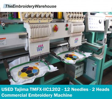 USED Tajima TMFX-IIC1202 - 2 Head - 12 Needles - Commercial Embroidery Machine